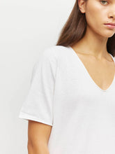 Load image into Gallery viewer, JHL BY JULIETTE HOGAN V NECK CASHMERE TEE WHITE