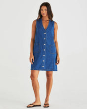 Load image into Gallery viewer, SASS SABINE DENIM VEST DRESS MID BLUE