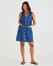 Load image into Gallery viewer, SASS SABINE DENIM VEST DRESS MID BLUE