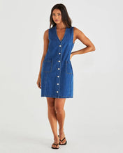 Load image into Gallery viewer, SASS SABINE DENIM VEST DRESS MID BLUE