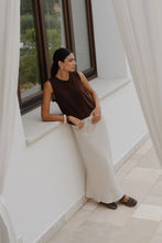 Load image into Gallery viewer, COMING SOON | AMONG THE BRAVE SALUTE CHOCOLATE RELAXED SLEEVELESS KNIT TANK TOP