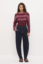 Load image into Gallery viewer, MON RENN SELENA KNIT TOP BERRY STRIPE