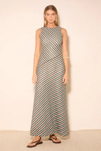 Load image into Gallery viewer, MØN RENN DALLAS DRESS BLUE/BROWN STRIPE