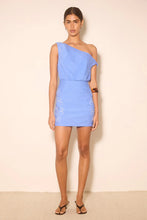 Load image into Gallery viewer, MØN RENN ZAHRA EMBROIDERED MINI DRESS OASIS BLUE