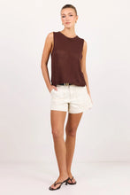 Load image into Gallery viewer, COMING SOON | AMONG THE BRAVE SALUTE CHOCOLATE RELAXED SLEEVELESS KNIT TANK TOP