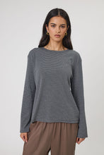 Load image into Gallery viewer, MARLOW UNO STRIPE LS CHARCOAL STRIPE