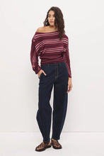 Load image into Gallery viewer, MON RENN SELENA KNIT TOP BERRY STRIPE