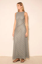 Load image into Gallery viewer, MØN RENN DALLAS DRESS BLUE/BROWN STRIPE