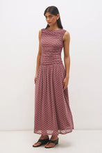 Load image into Gallery viewer, MØN RENN SONATA SPOT GATHERED DRESS ROSWEOOD/BLACK