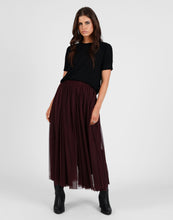 Load image into Gallery viewer, STORM MESH GODET SKIRT RAISIN
