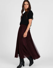 Load image into Gallery viewer, STORM MESH GODET SKIRT RAISIN