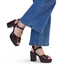Load image into Gallery viewer, KATHRYN WILSON MIRANDA HEEL CHOCOLATE CROC