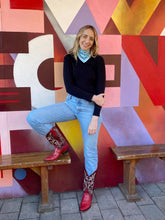 Load image into Gallery viewer, DARK HAMPTON COWBOY UP BLUE PETITE SILK SCARF