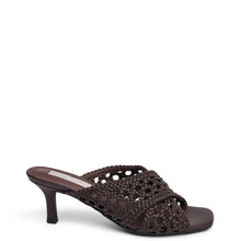 Load image into Gallery viewer, KATHRYN WILSON LILA WOVEN HEEL CHOCOLATE CALF