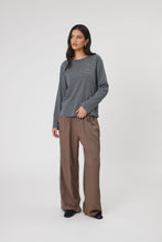 Load image into Gallery viewer, MARLOW UNO STRIPE LS CHARCOAL STRIPE