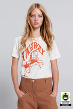 Load image into Gallery viewer, KAREN WALKER RUNAWAY CAROUSEL ORGANIC COTTON T-SHIRT ECRU/TANGERINE