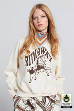 Load image into Gallery viewer, KAREN WALKER RUNAWAY CAROUSEL ORGANIC COTTON CREW NECK SWEATSHIRT ECRU/MOCHA