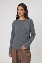 Load image into Gallery viewer, MARLOW UNO STRIPE LS CHARCOAL STRIPE