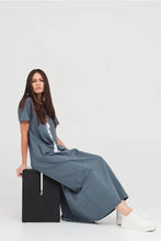 Load image into Gallery viewer, TAYLOR SECTOR DRESS INDIGO/IVORY