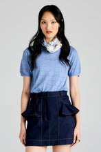 Load image into Gallery viewer, KAREN WALKER MONOGRAM POINTELLE KNIT TEE LIGHT BLUE
