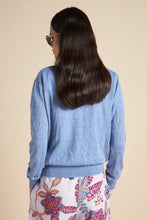 Load image into Gallery viewer, KAREN WALKER MONOGRAM POINTELLE KNIT CARDIGAN LIGHT BLUE