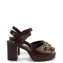 Load image into Gallery viewer, KATHRYN WILSON MIRANDA HEEL CHOCOLATE CROC
