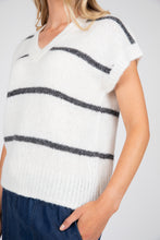 Load image into Gallery viewer, MARLOW MIST V-NECK KNIT IVORY STRIPE

