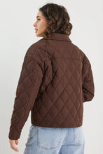 Load image into Gallery viewer, AMONG THE BRAVE CHOCOLATE COLLARED QUILTED JACKET