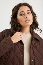 Load image into Gallery viewer, AMONG THE BRAVE CHOCOLATE COLLARED QUILTED JACKET
