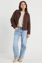 Load image into Gallery viewer, AMONG THE BRAVE CHOCOLATE COLLARED QUILTED JACKET