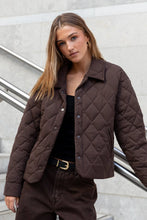 Load image into Gallery viewer, AMONG THE BRAVE CHOCOLATE COLLARED QUILTED JACKET