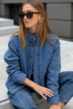 Load image into Gallery viewer, STORIES BE TOLD APEX STORM BLUE DENIM COLLARED QUILTED JACKET