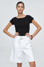 Load image into Gallery viewer, MARLE BELTED JEAN SHORT BLANC