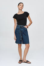 Load image into Gallery viewer, MARLE BELTED JEAN SHORT CLASSIC BLUE