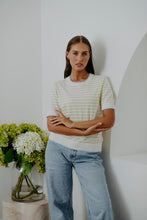 Load image into Gallery viewer, BRIDGE & LORD STRIPE TEE WITH TIPPING BUTTER/IVORY