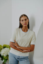 Load image into Gallery viewer, BRIDGE & LORD STRIPE TEE WITH TIPPING BUTTER/IVORY