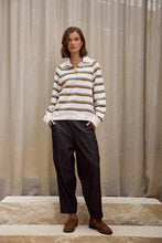 Load image into Gallery viewer, MARLOW COMPASS POLO JERSEY INK/JAVA STRIPE