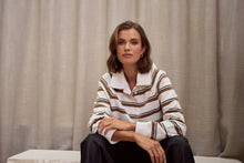 Load image into Gallery viewer, MARLOW COMPASS POLO JERSEY INK/JAVA STRIPE