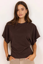 Load image into Gallery viewer, COMING SOON | RE:UNION CADENCE CHOCOLATE COTTON GATHERED WAIST DETAIL SHORT SLEEVE TEE