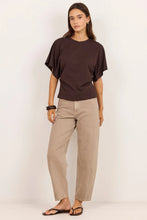 Load image into Gallery viewer, COMING SOON | RE:UNION CADENCE CHOCOLATE COTTON GATHERED WAIST DETAIL SHORT SLEEVE TEE
