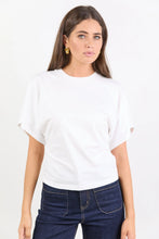 Load image into Gallery viewer, RE:UNION CADENCE TEE WHITE GATHERED WAIST SHORT SLEEVE