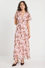 Load image into Gallery viewer, AMONG THE BRAVE CHARIOT BLUSH CHOCOLATE FLORAL BIAS FLARED MAXI DRESS