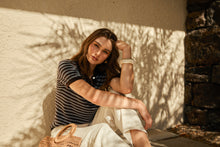 Load image into Gallery viewer, MARLOW CHIME KNIT POLO CAROB STRIPE