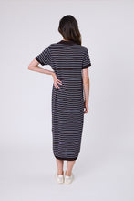 Load image into Gallery viewer, MARLOW CHIME KNIT POLO DRESS CAROB STRIPE