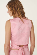 Load image into Gallery viewer, ROWIE CLOUDIA JACQUARD WRAP TOP PETAL PINK FLORAL