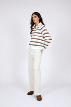 Load image into Gallery viewer, MARLOW COMPASS POLO JERSEY INK/JAVA STRIPE