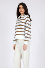 Load image into Gallery viewer, MARLOW COMPASS POLO JERSEY INK/JAVA STRIPE