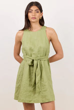 Load image into Gallery viewer, IVY + JACK COMPOSED MOSS PANNELED LINEN TIE SLEEVELESS MINI DRESS