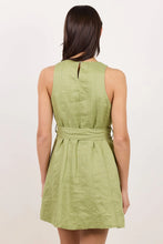 Load image into Gallery viewer, IVY + JACK COMPOSED MOSS PANNELED LINEN TIE SLEEVELESS MINI DRESS