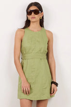 Load image into Gallery viewer, IVY + JACK COMPOSED MOSS PANNELED LINEN TIE SLEEVELESS MINI DRESS